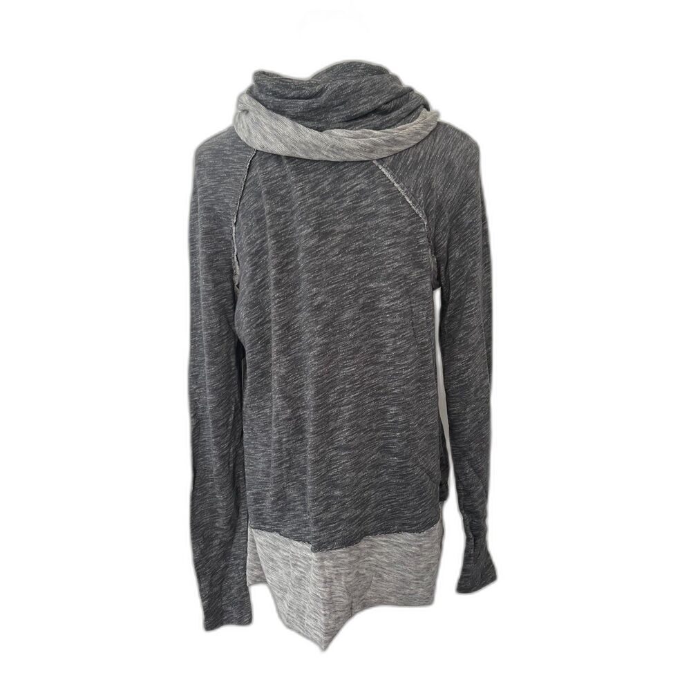 Free People 100% Cotton Gray Oversized Funnel Neck Cowl Pullover Sz XS/S NWT - Picture 7 of 8